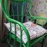 green rattan chair and cushion Image 3