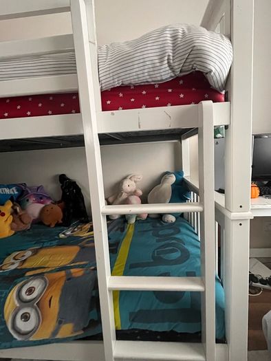 White single bunkbeds