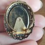 Vintage Cameo Clip with Tulip Bouquet, Antique Gold Tone, English Costume Jewelry 1970's . Image 3