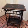 Vintage Bamboo black lacquered and painted tea table. Image 4