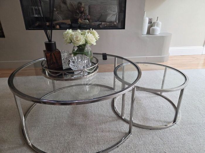 Laura Ashley Mirror chrome and.glass tables