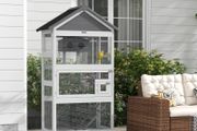 Wooden Bird Cage, with Stand, for Finches, Parakeets, Small birds - Grey