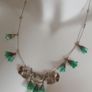 Art Deco Style Green Flora Bead Statement Necklace & Earrings Image 6