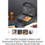 New, 3 in 1 Waffle Panini Grill Sandwich Maker with Removable Plates 750W Heating System Non-stick Electric Image 6