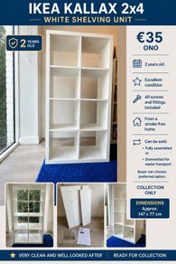 IKEA KALLAX 2x4 White Shelving Unit