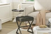 Square Ottoman Bench with Shaped Metal Legs Small Side Table Makeup Dressing Seat for Living Room Bedroom Entryway, Hallways 40 30 46CM Black