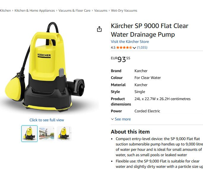 Karcher SP9000 Flat Clear Water Pump