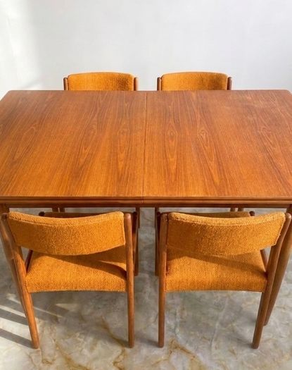 Danish Mid Century Teak Extending Dining Table & 4 Chairs