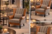 Wingback Accent Chair Modern Two Tone Design