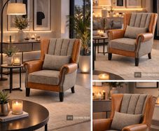 Wingback Accent Chair Modern Two Tone Design