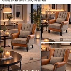 Wingback Accent Chair Modern Two Tone Design
