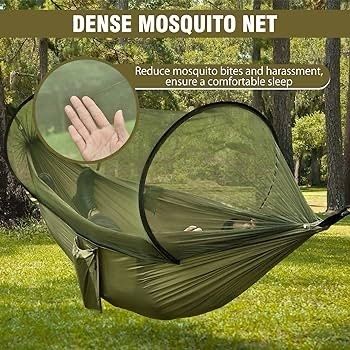 NEW SALE | Camping Hammock with Mosquito Net 114 x 54 inch Lightweight Portable Double Hammock with Straps 440 LBS Load Capacity Pop-up Nylon Hammock for Travel Outdoor Hiking Backpacking Picnic
