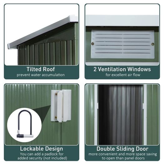 NEW SALE | Garden Storage Shed w/ window Double Door Green