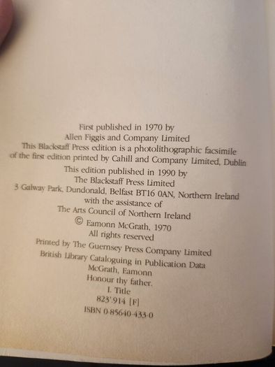Honour  Thy Father. By Eamonn Mcgrath. Paperback In Good Condition. 38.