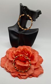 Vintage 9ct yellow gold twist hoop earrings
