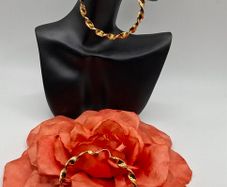 Vintage 9ct yellow gold twist hoop earrings