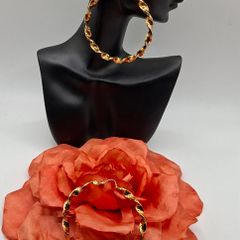 Vintage 9ct yellow gold twist hoop earrings