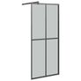 Walk-in Shower Wall with Shelf Black 80x195cm ESG Glass&Aluminium Image 2