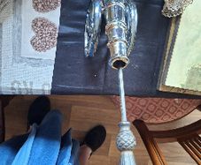 Large Metal Lustre Enamel Cannon designed as a Fireside Poker Stand, Stage or Movie Props Postage Available or Collection
