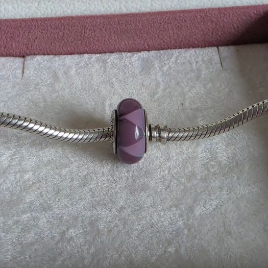 Pandora Purple triangles murano glass charm perfect condition