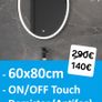 LED Bathroom Mirror 60x80cm Oval Image 2