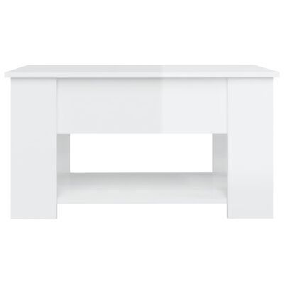 FREE EXPRESS SHIPPING Coffee Table High Gloss White 79x49x41 cm Engineered Wood