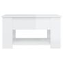 FREE EXPRESS SHIPPING Coffee Table High Gloss White 79x49x41 cm Engineered Wood Image 4