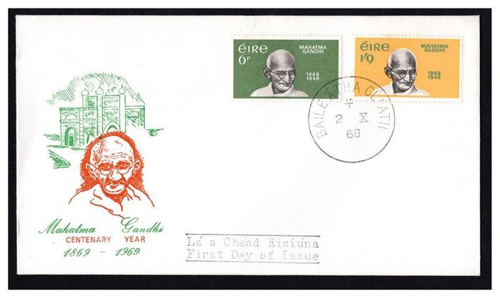 1969 Ireland Centenary of the Birth of Mahatma Gandhi Commemorative Stamps Illustrated First Day Cover (FDC)