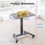 65x45 cm Mobile Standing Desk with 4 Rolling Castors Height Adjustable on Wheels Portable Stand Up Over-Bed Table for Living Room Bedroom Medical Use Ergonomic Space Saving Image 2