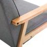 Sitting Chairs for Living Room, Wooden Accent Chair Lounge Armchair Retro Linen Fabric Upholstered w/ Arm Grey Image 5