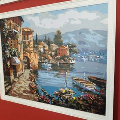 Hand painted framed painting for sale.