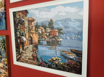 Hand painted framed painting for sale.