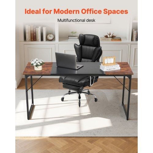 Computer Desk, 160 cm Office Gaming Desk for Home Office, Writing Study Work Modern Simple Table with Metal Frame for Large Legroom