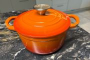Vintage Retro Cast Iron Dutch Oven With Lid - Non-Stick Ovenproof, Enamelled Casserole Pot -Oven Safe Up To 500 F