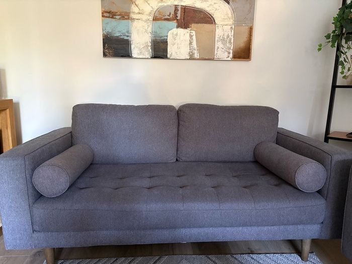 COOPER Grey Fabric 2 Seater Sofa x 2