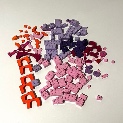 Collection of Colourful Lego Pieces in Pink, Purple, Coral etc.