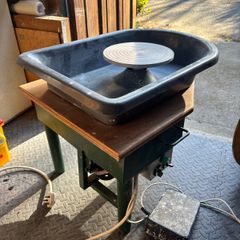 Pottery wheel and kiln