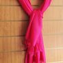 Hot Pink Trend Fuchsia textured Pure Block Colour Scarf Shall With Tassels Ends Image 4