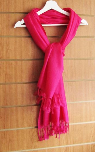 Hot Pink Trend Fuchsia textured Pure Block Colour Scarf Shall With Tassels Ends