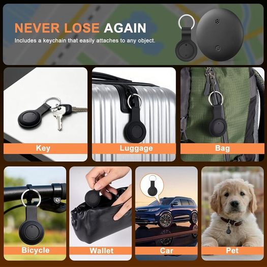 Air Tracker Tags-4 Pack, Bluetooth Tracker Works with Apple Find My APP (iOS Only), Smart Tag with Protective Case, Keys Finder and Item Finder for Luggage, Backpack, Suitcases, Replaceable Battery