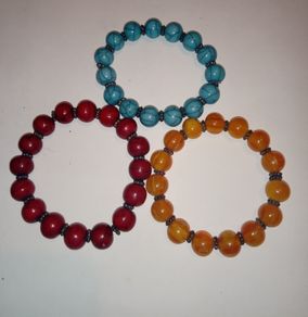Blue Turquoise Red Jasper Orange Granate Handmade Elastic Bracelet Gemstone from Nepal buy1get1free