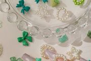 100pcs Green Nail Art Mix