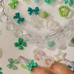100pcs Green Nail Art Mix