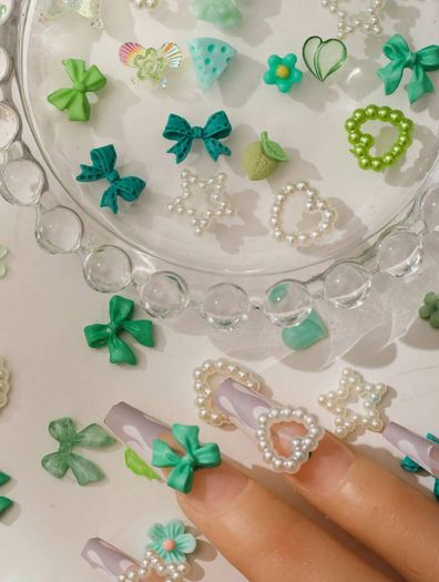 100pcs Green Nail Art Mix