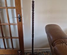 Antique open barley twisted wood floor lamp
