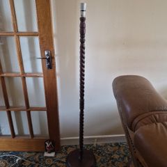 Antique open barley twisted wood floor lamp