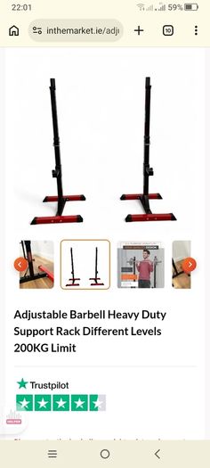 Barbell support rack adjustable