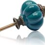 SALE | 12 Pack Ceramic Door Knobs Teal Drawer Knobs, Pumpkin Ceramic Knobs Vintage Cupboard Knobs with Mounting Screws, Antique Wardrobe Pull Handles Kitchen Cabinet Knobs for Dresser Image 6