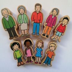 Wooden Doll's House Family 9 Pieces