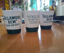 3 ceramic Tullamore Dew whiskey shot glasses